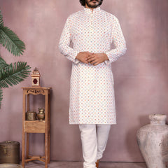 Men’s Cotton Sequence Work Kurta with Semi Cotton Chudidar