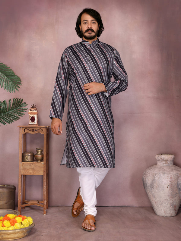 Men’s Heavy Cotton Printed Kurta Pyjama Set