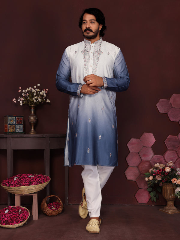 Men’s Premium Cotton Silk Embroidered Kurta with Raymond Cotton Pyjama