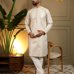 Men’s Heavy Jacquard Kurta with Semi Cotton Chudidar