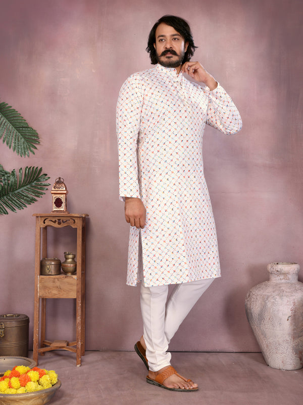 Men’s Cotton Sequence Work Kurta with Semi Cotton Chudidar