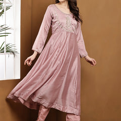Vichitra Silk Kurta Pant Set With Vichitra Silk Dupatta