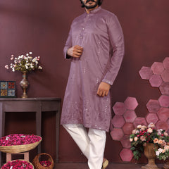 Men’s Premium Smart Silk Mirror Work Kurta with Raymond Cotton Pyjama