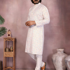 Men’s Cotton Sequence Work Kurta with Semi Cotton Chudidar