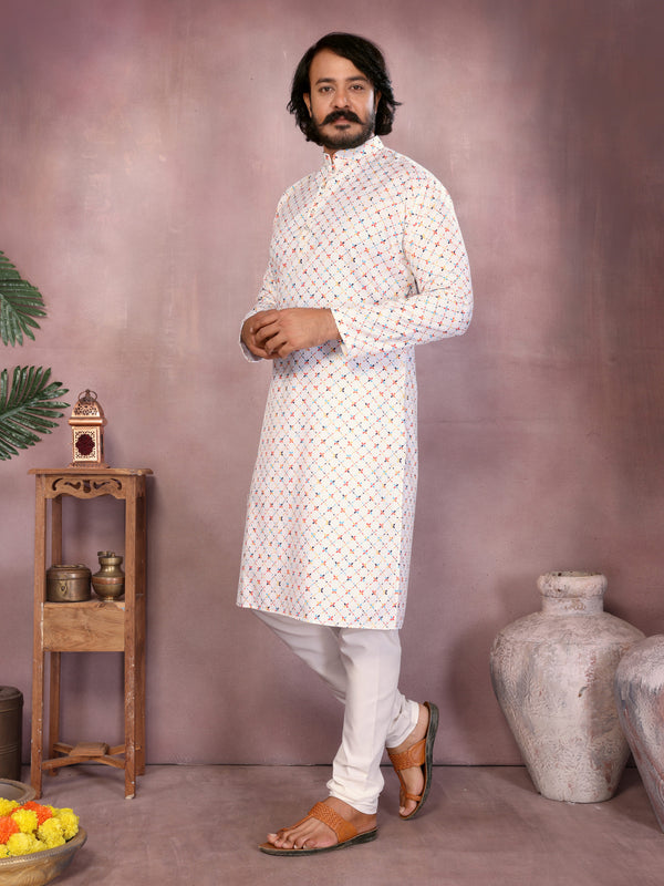 Men’s Cotton Sequence Work Kurta with Semi Cotton Chudidar