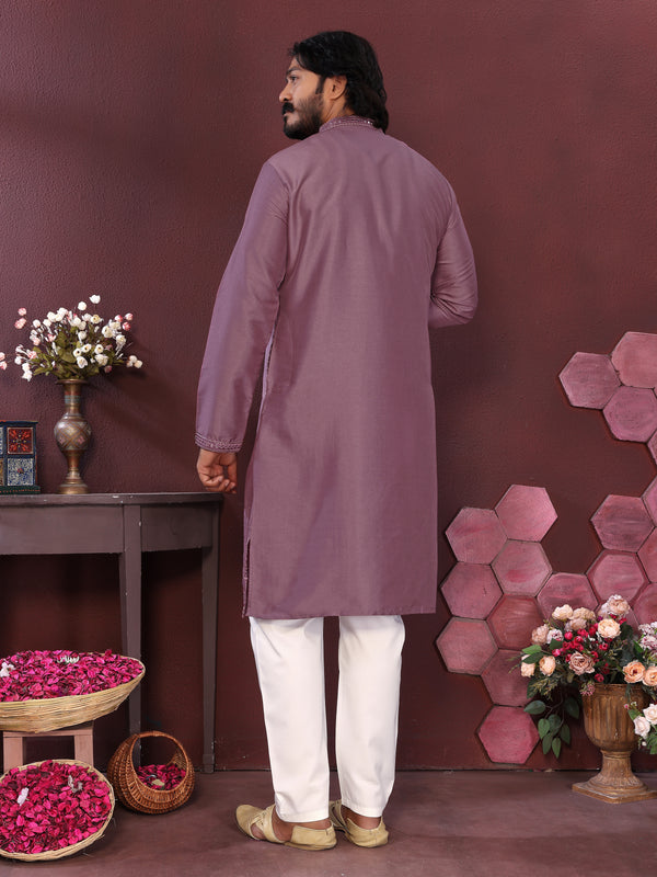 Men’s Premium Smart Silk Mirror Work Kurta with Raymond Cotton Pyjama