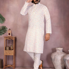 Men’s Cotton Sequence Work Kurta with Semi Cotton Chudidar
