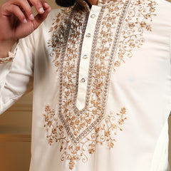 Men’s Armani Lachko Embroidered Kurta with Semi Cotton Chudidar