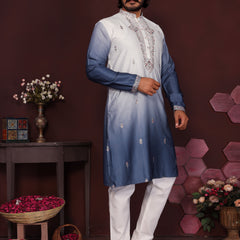 Men’s Premium Cotton Silk Embroidered Kurta with Raymond Cotton Pyjama