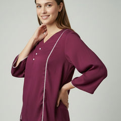 Women’s Fancy Purple Delta Silk Solid Top