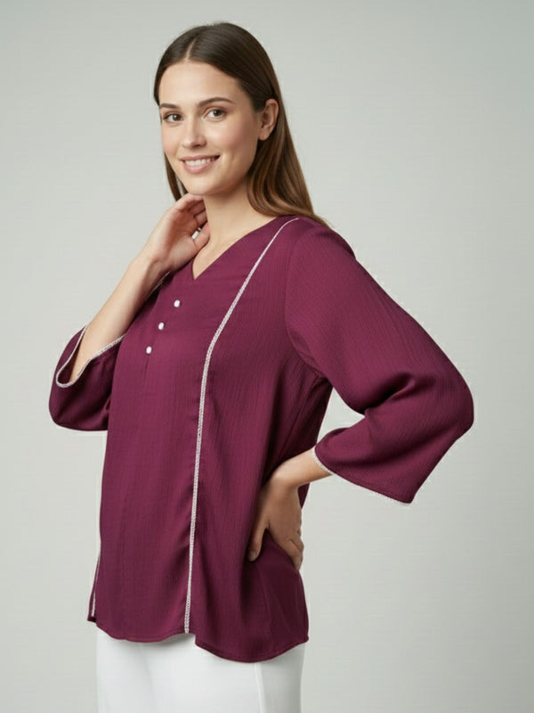 Women’s Fancy Purple Delta Silk Solid Top