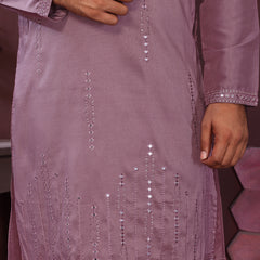 Men’s Premium Smart Silk Mirror Work Kurta with Raymond Cotton Pyjama