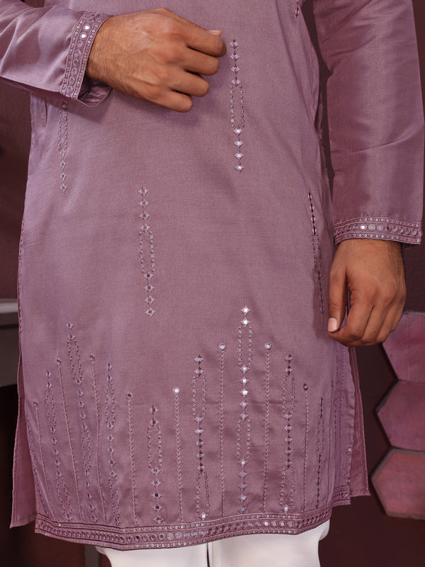 Men’s Premium Smart Silk Mirror Work Kurta with Raymond Cotton Pyjama
