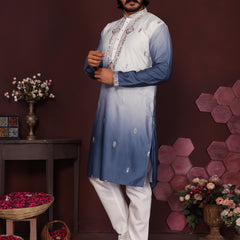 Men’s Premium Cotton Silk Embroidered Kurta with Raymond Cotton Pyjama