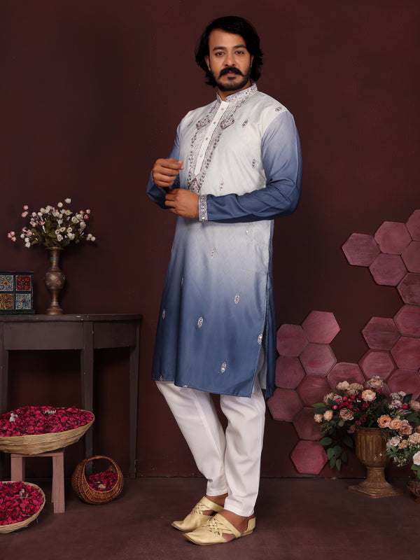 Men’s Premium Cotton Silk Embroidered Kurta with Raymond Cotton Pyjama