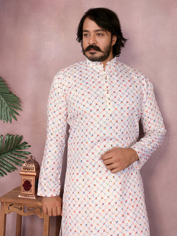Men’s Cotton Sequence Work Kurta with Semi Cotton Chudidar