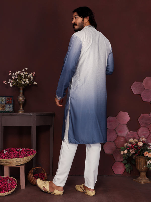 Men’s Premium Cotton Silk Embroidered Kurta with Raymond Cotton Pyjama