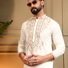Men’s Armani Lachko Embroidered Kurta with Semi Cotton Chudidar