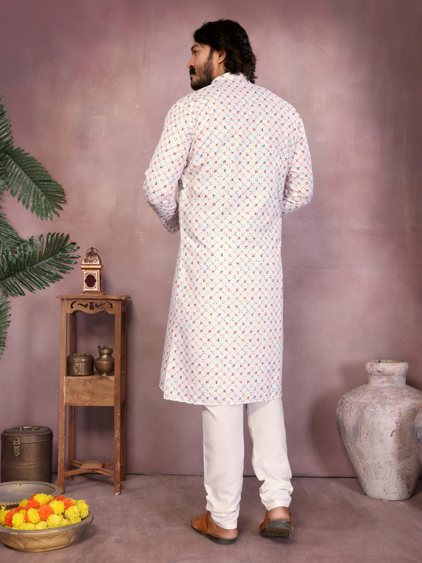 Men’s Cotton Sequence Work Kurta with Semi Cotton Chudidar