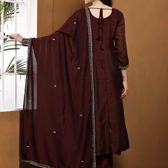 Vichitra Silk Kurta Pant Set With Vichitra Silk Dupatta
