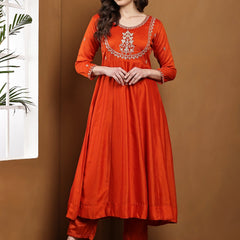 Vichitra Silk Kurta Pant Set With Vichitra Silk Dupatta