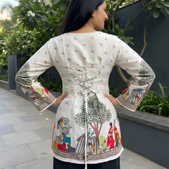 Women’s Cream Cotton Kalamkari Print TunicWomen’s Cream Cotton Kalamkari Print Tunic