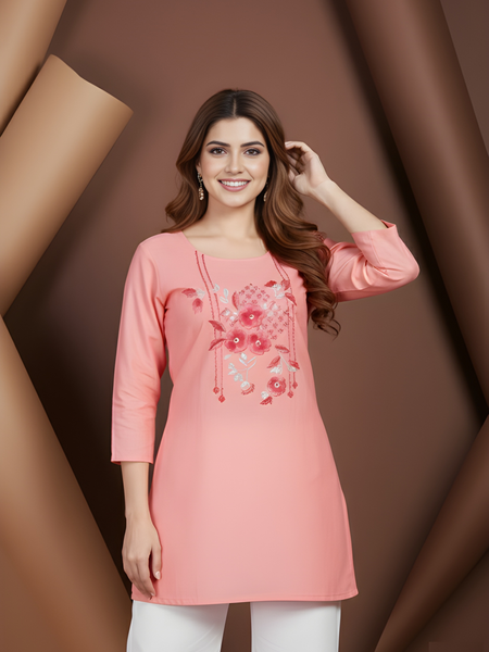 Casual Women’s Cotton Blend Handwork Tunic Top
