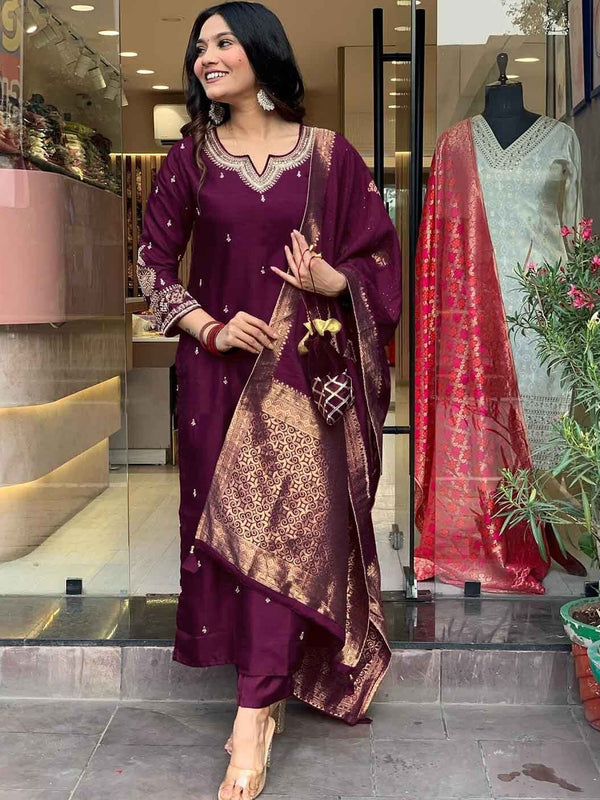 Pure Cotton Kurta Set With Zcard Dupatta