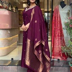 Pure Cotton Kurta Set With Zcard Dupatta