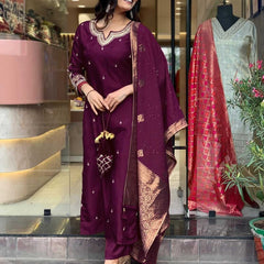 Pure Cotton Kurta Set With Zcard Dupatta