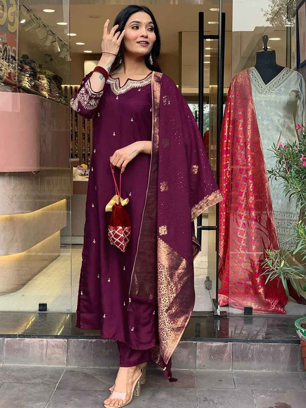 Pure Cotton Kurta Set With Zcard Dupatta