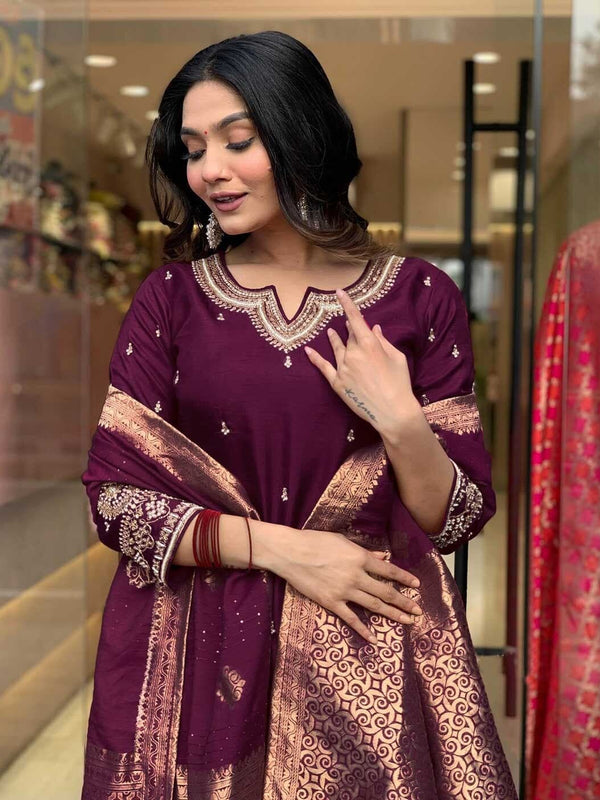 Pure Cotton Kurta Set With Zcard Dupatta