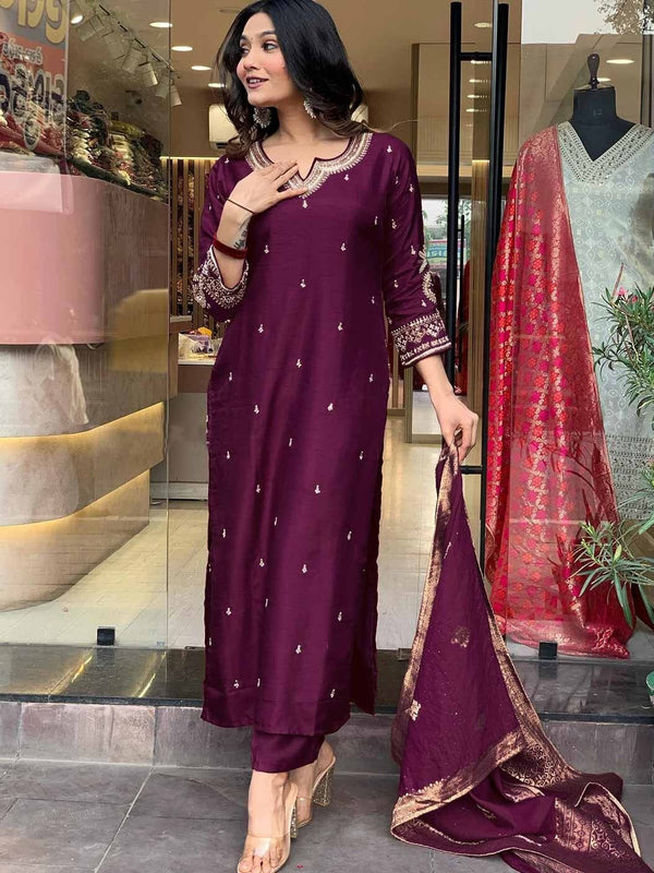 Pure Cotton Kurta Set With Zcard Dupatta