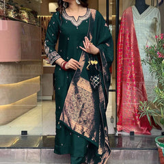 Pure Cotton Kurta Set With Zcard Dupatta