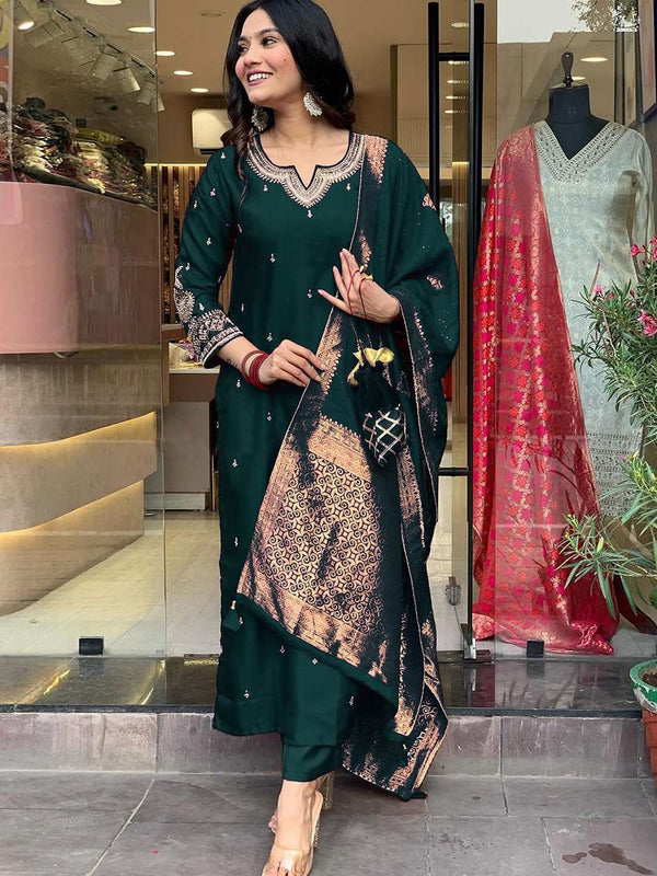 Pure Cotton Kurta Set With Zcard Dupatta