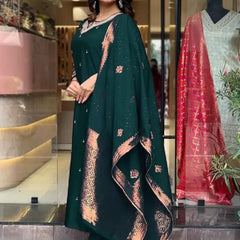 Pure Cotton Kurta Set With Zcard Dupatta