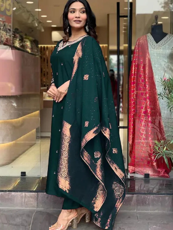 Pure Cotton Kurta Set With Zcard Dupatta