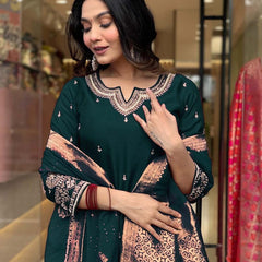 Pure Cotton Kurta Set With Zcard Dupatta