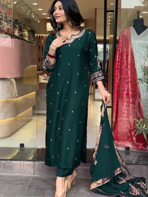 Pure Cotton Kurta Set With Zcard Dupatta