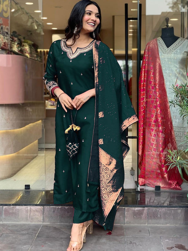 Pure Cotton Kurta Set With Zcard Dupatta