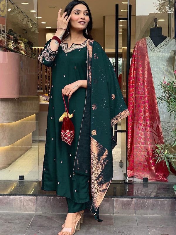 Pure Cotton Kurta Set With Zcard Dupatta