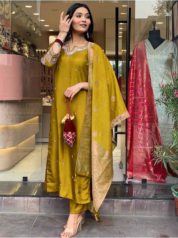 Pure Cotton Kurta Set With Zcard Dupatta