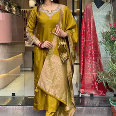 Pure Cotton Kurta Set With Zcard Dupatta