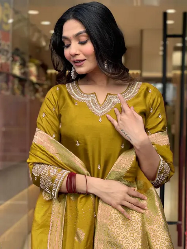 Pure Cotton Kurta Set With Zcard Dupatta