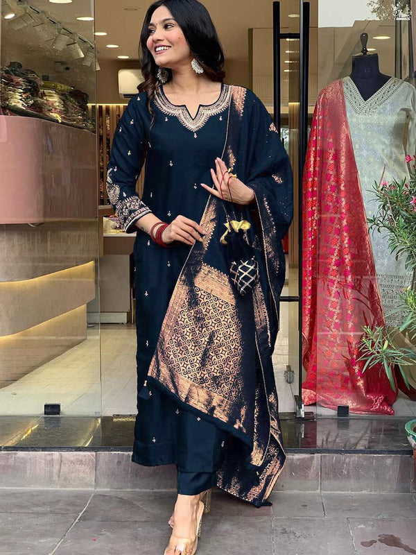Pure Cotton Kurta Set With Zcard Dupatta