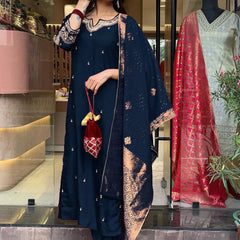 Pure Cotton Kurta Set With Zcard Dupatta
