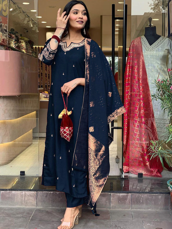 Pure Cotton Kurta Set With Zcard Dupatta