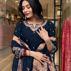 Pure Cotton Kurta Set With Zcard Dupatta