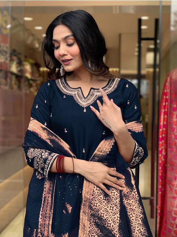 Pure Cotton Kurta Set With Zcard Dupatta