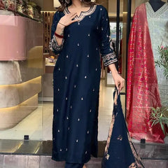 Pure Cotton Kurta Set With Zcard Dupatta